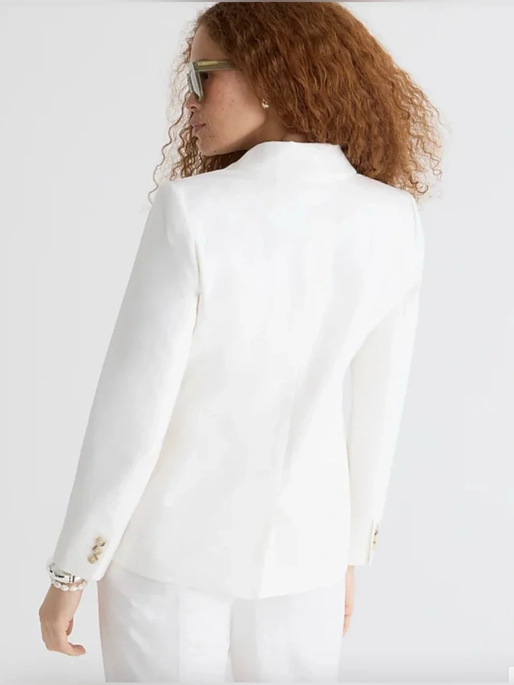 J. Crew Petite Devon Blazer in Bi-Stretch Cotton Blend- ivory